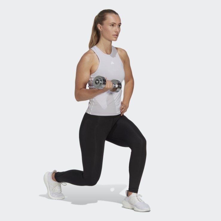 Adidas Aeroready Train Essentials Camiseta Sin Mangas Regular De 3 Rayas Plata Amanecer