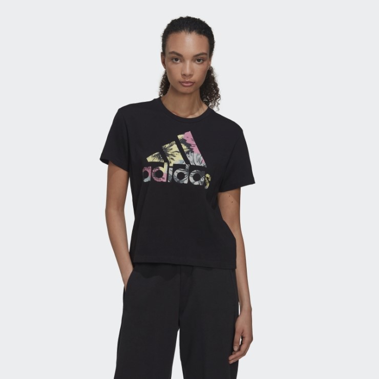 Camiseta Regular Con Estampado Allover Adidas Negro