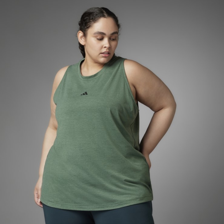 Camiseta Sin Mangas De Yoga De Equilibrio Auténtico (talla Grande) Adidas Verde óxido