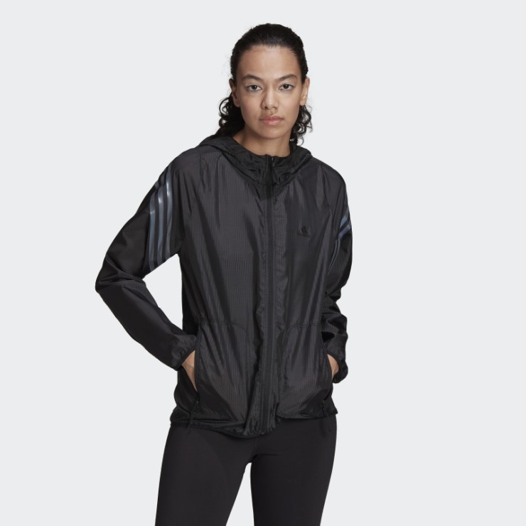 Chaqueta Cortavientos De Running Con Capucha De 3 Rayas Run Icons Adidas Negro