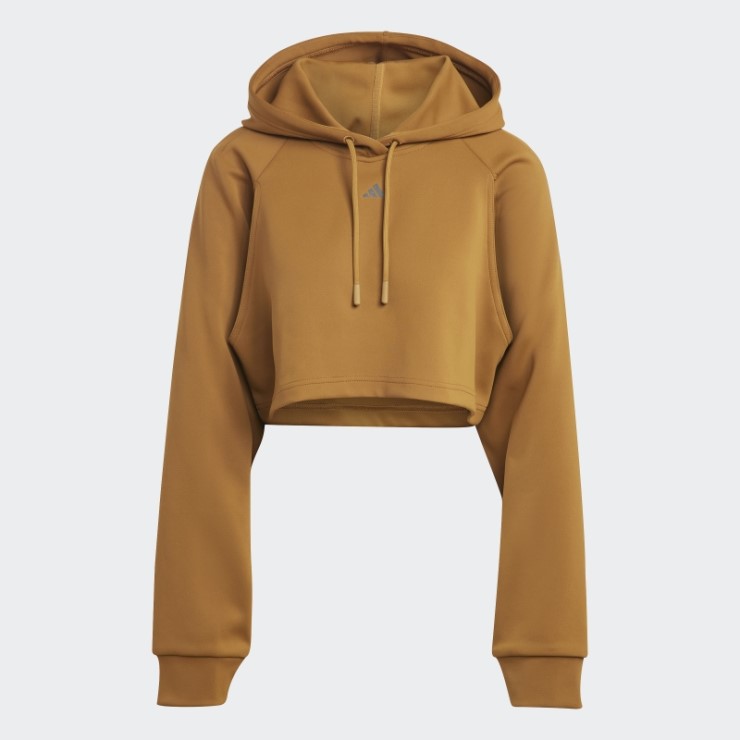 Bronce Adidas Hiit Aeroready Crop Sudadera Con Capucha De Entrenamiento