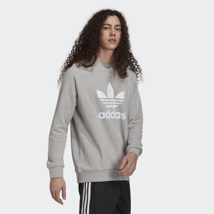 Sudadera Adicolor Classics Trefoil Cuello Redondo Gris Medio Adidas