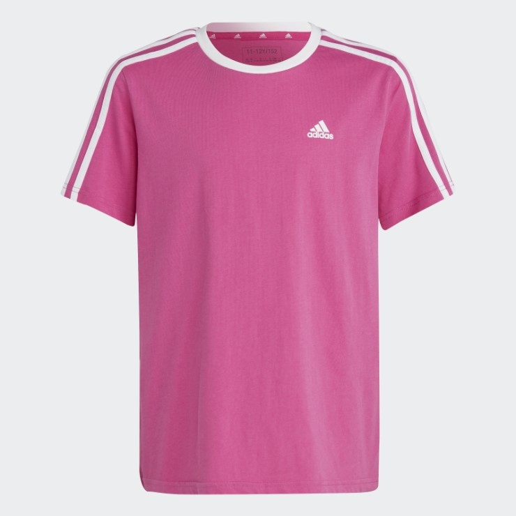 Camiseta Holgada De Algodón Con 3 Rayas Fucsia Essentials De Adidas