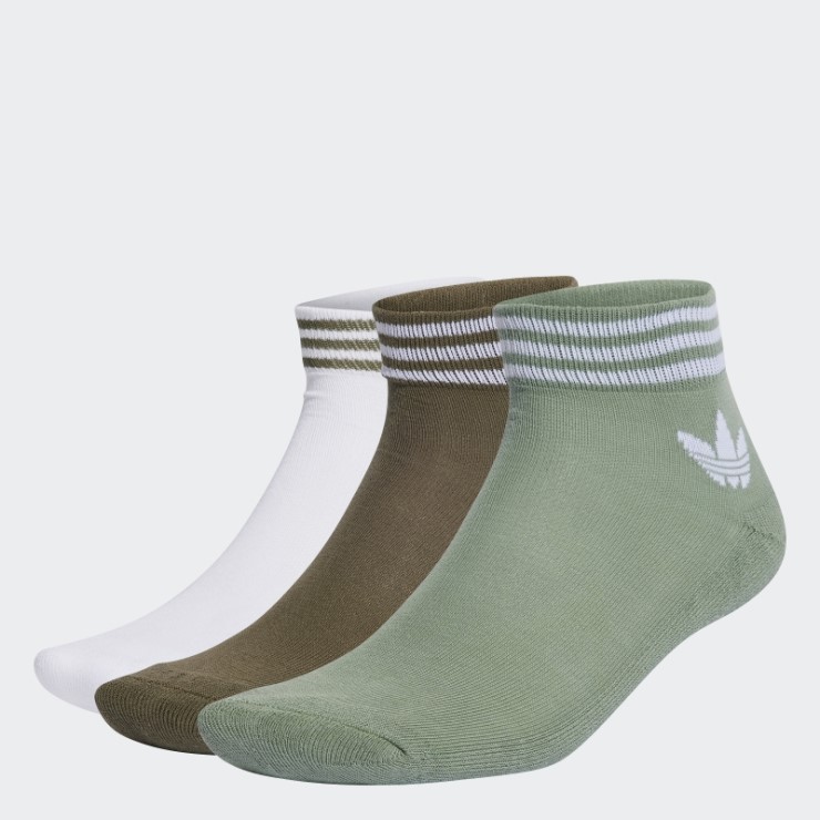 Calcetines Tobilleros Trefoil Verde Plata - 3 Pares Adidas