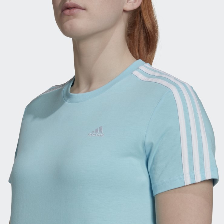 Camiseta Corta Essentials Suelta De 3 Rayas Azul Adidas