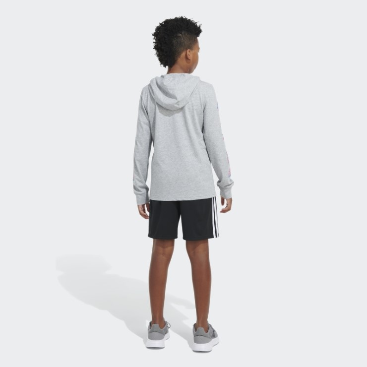 Adidas Gris Jaspeado Ls Hood Tee Htr Echo Brand Love