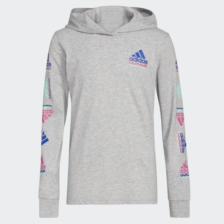 Adidas Gris Jaspeado Ls Hood Tee Htr Echo Brand Love