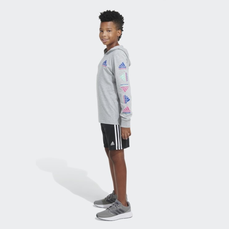 Adidas Gris Jaspeado Ls Hood Tee Htr Echo Brand Love