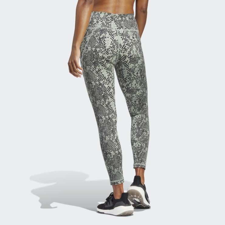 Leggings 7/8 Con Estampado Animal De Entrenamiento Con Bolsillo Oculto Optime Verde Plateado De Adidas