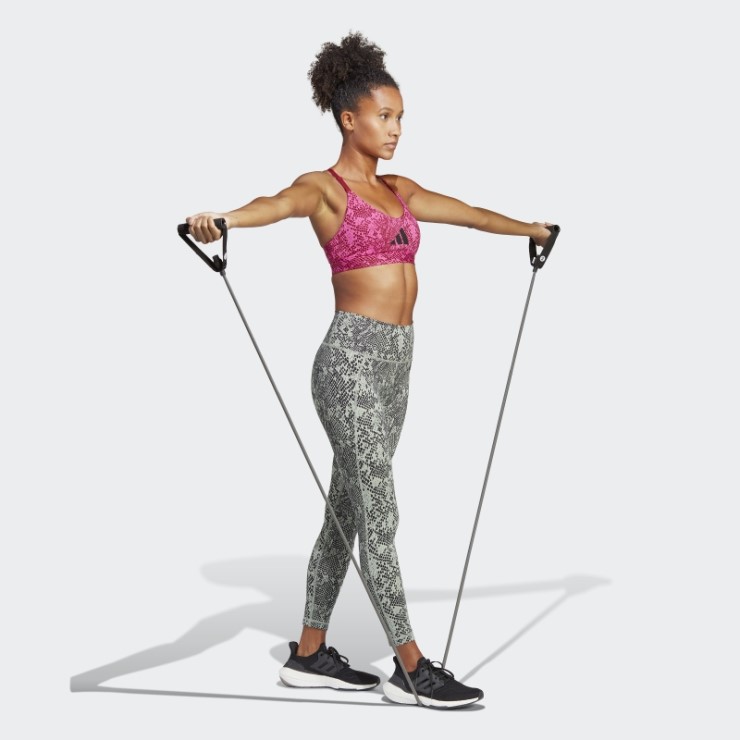 Leggings 7/8 Con Estampado Animal De Entrenamiento Con Bolsillo Oculto Optime Verde Plateado De Adidas