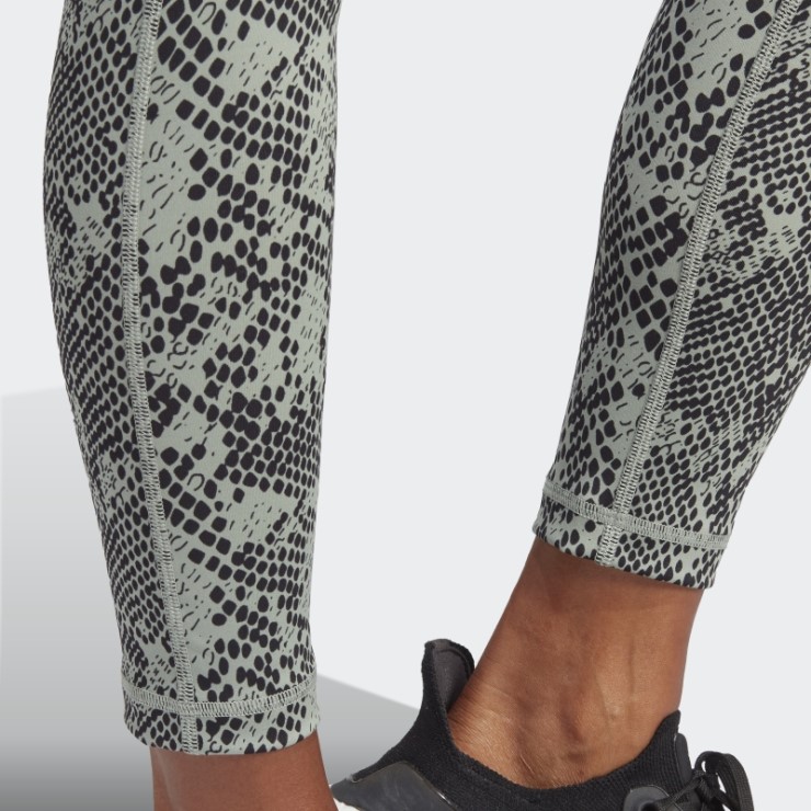 Leggings 7/8 Con Estampado Animal De Entrenamiento Con Bolsillo Oculto Optime Verde Plateado De Adidas