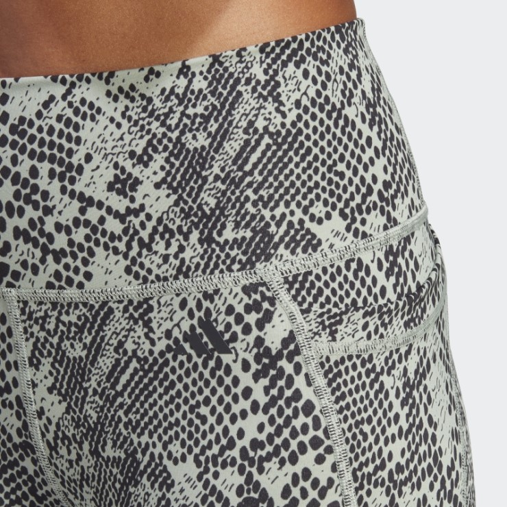 Leggings 7/8 Con Estampado Animal De Entrenamiento Con Bolsillo Oculto Optime De Adidas Verde Plateado