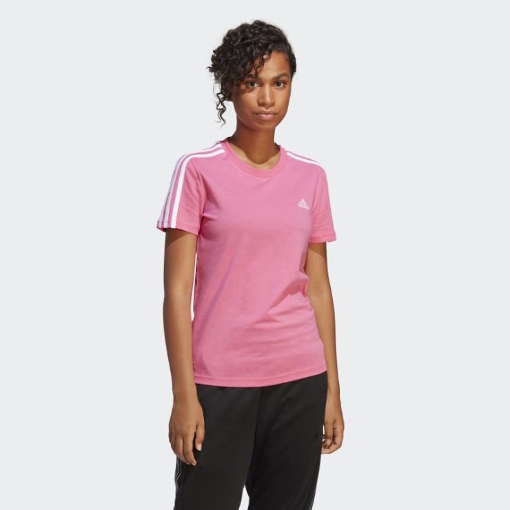 Camiseta Essentials Slim 3 Rayas Magenta Adidas
