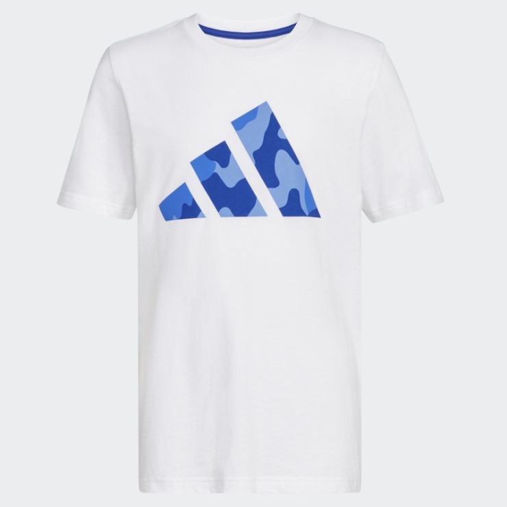 Adidas Camiseta Blanca Con Logo De Camuflaje