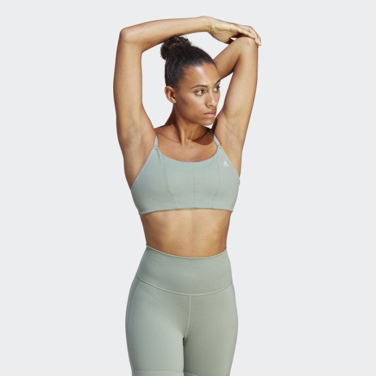 Sujetador Yoga Studio Light-support Adidas Plata Verde
