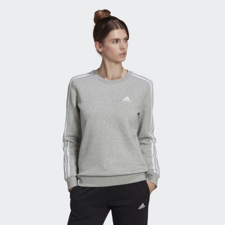 Sudadera Essentials 3 Bandas Polar Gris Medio Adidas