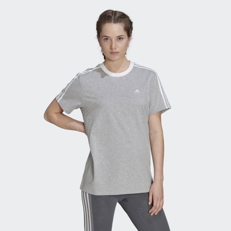 Camiseta Adidas Essentials 3 Rayas Gris Medio