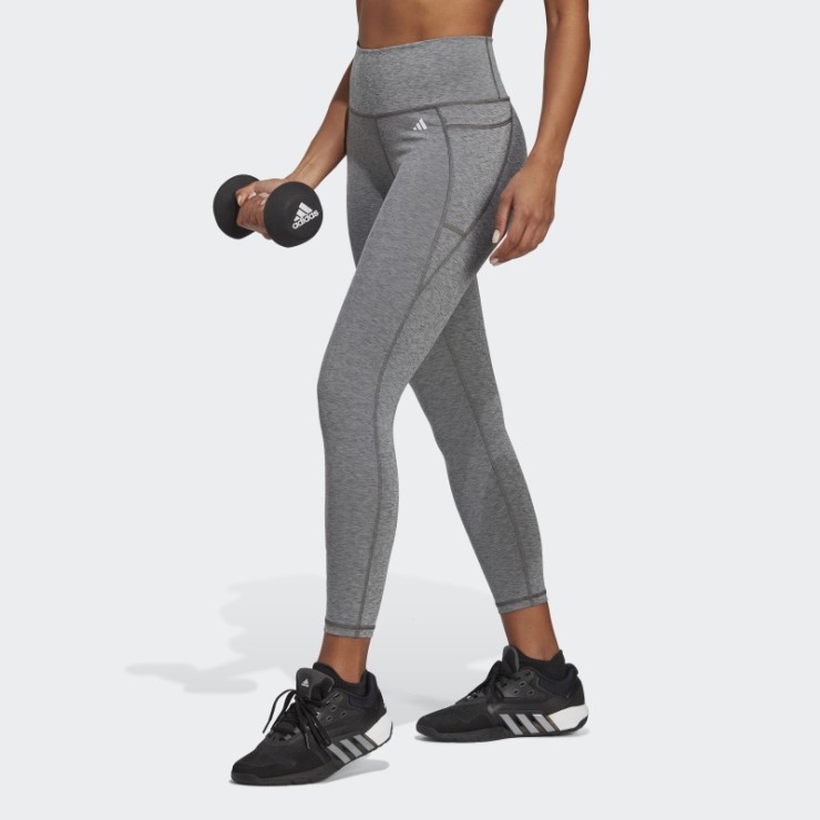 Leggings Adidas Optime Stash Pocket High-waisted 7/8 Gris Oscuro Jaspeado