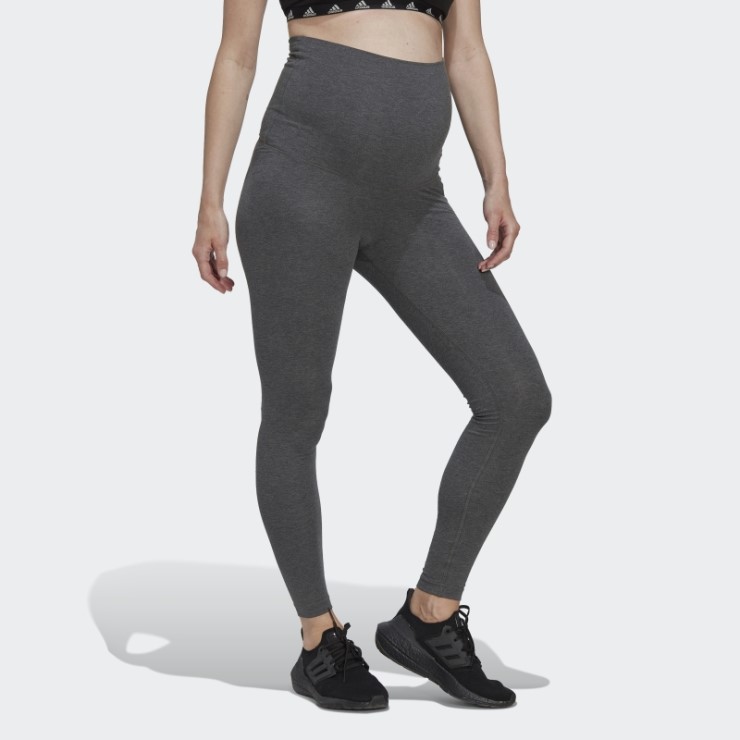 Gris Oscuro Jaspeado Adidas Essentials Leggings De Algodón (maternidad)