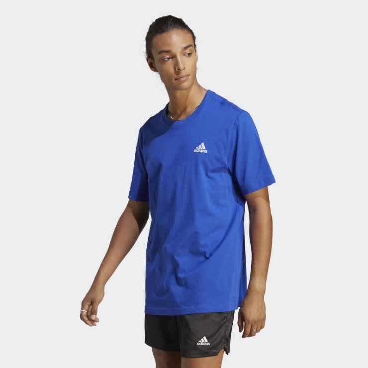 Camiseta Adidas Essentials Single Jersey Con Logo Pequeño Bordado Azul