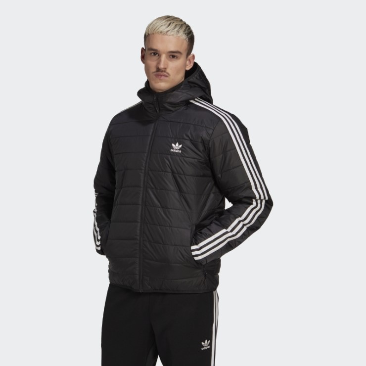 Chamarra Acolchada Negra Con Capucha Adidas