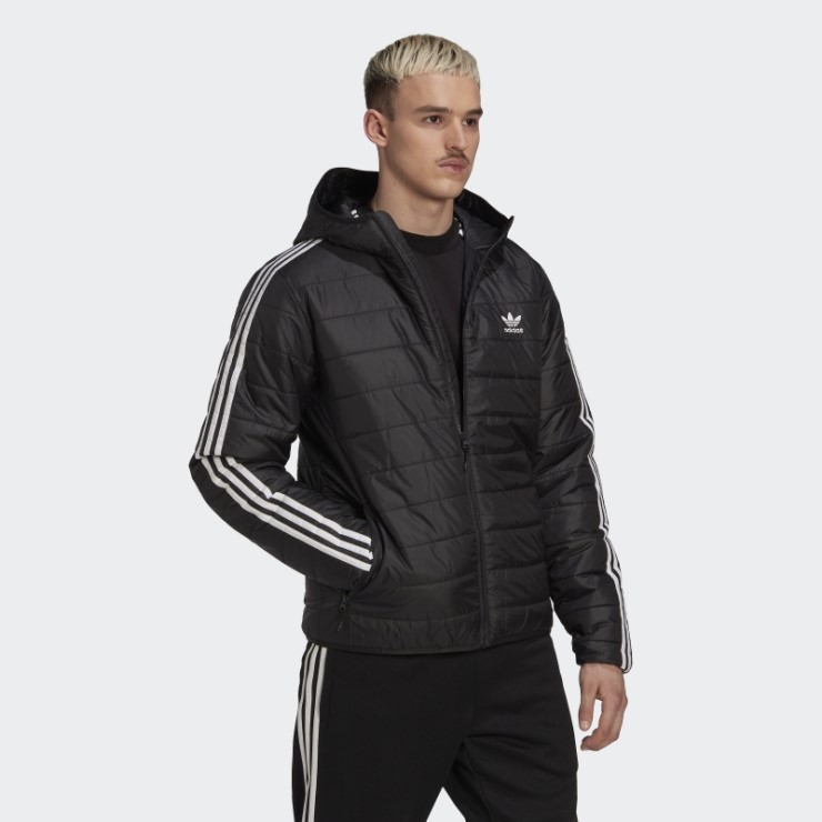 Chamarra Acolchada Negra Con Capucha Adidas