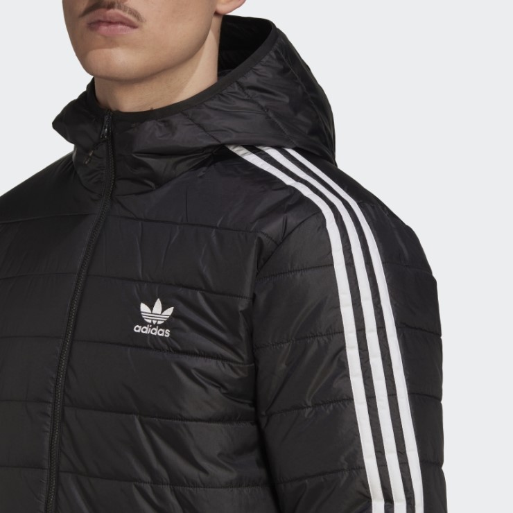Chamarra Acolchada Negra Con Capucha Adidas