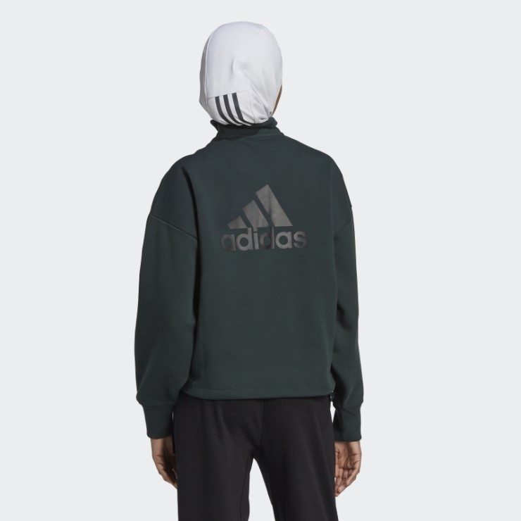 Sudadera Con Cremallera De Un Cuarto De La Insignia De Los Iconos Del Futuro Adidas Verde