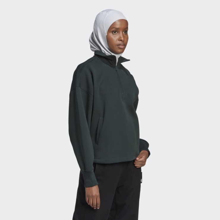 Sudadera Con Cremallera De Un Cuarto De La Insignia De Los Iconos Del Futuro Adidas Verde