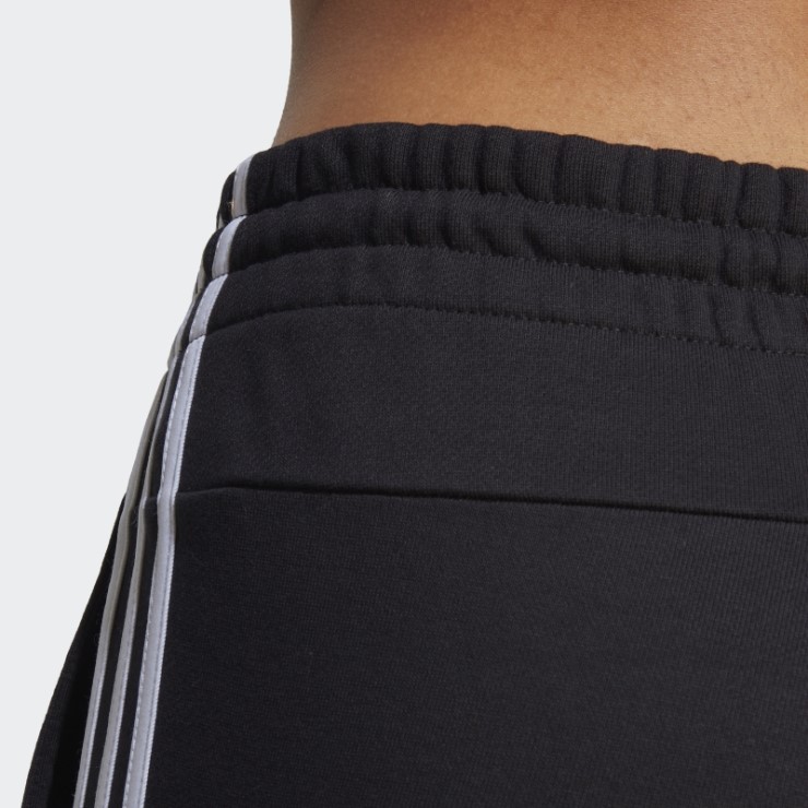Adidas Pantalones Negros Esenciales De 3 Rayas De Felpa Francesa Con Puños
