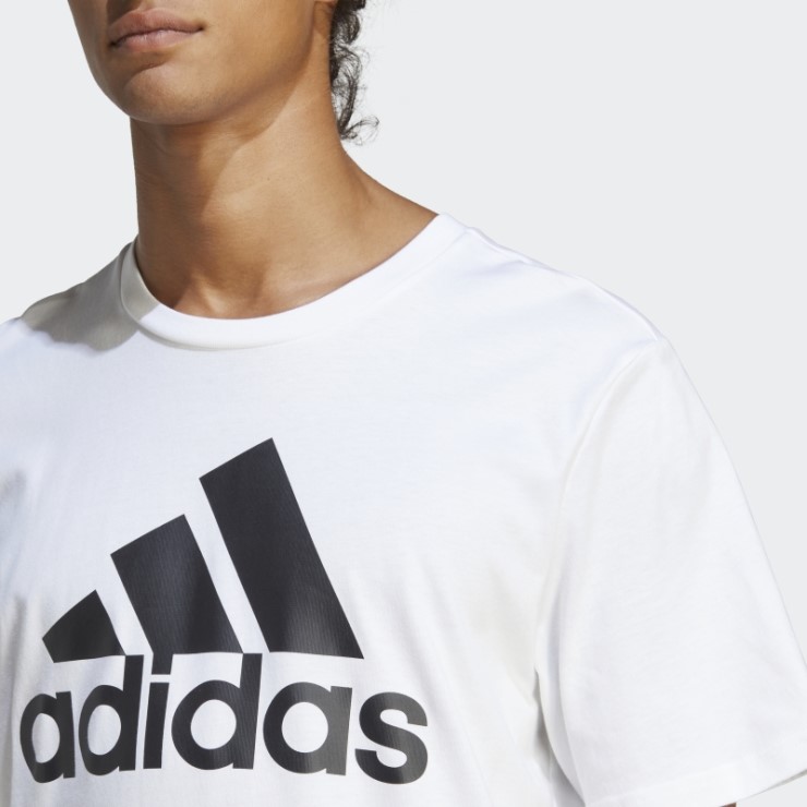 Camiseta Blanca Adidas Essentials Single Jersey Con Logo Grande