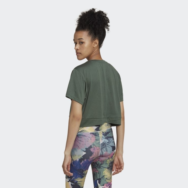 Camiseta Corta Aeroready Studio Suelta Adidas Verde óxido