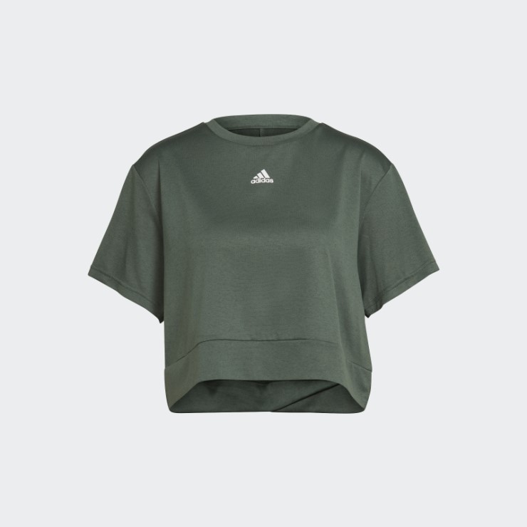 Camiseta Corta Aeroready Studio Suelta Adidas Verde óxido