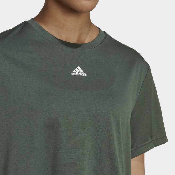 Camiseta Corta Aeroready Studio Suelta Adidas Verde óxido