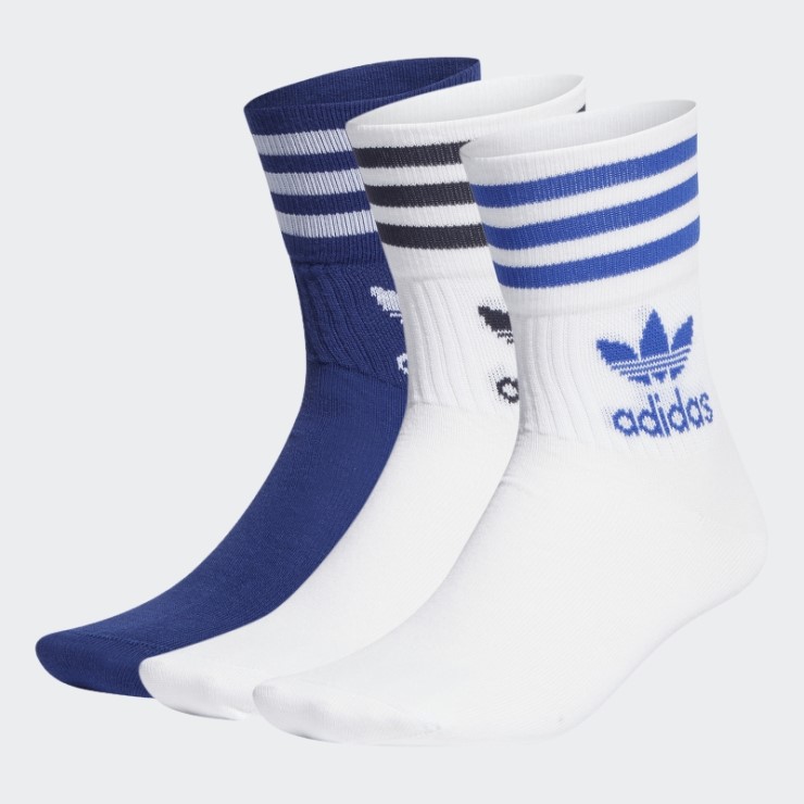 Calcetines Adidas De Corte Medio - 3 Pares, Azul Victoria