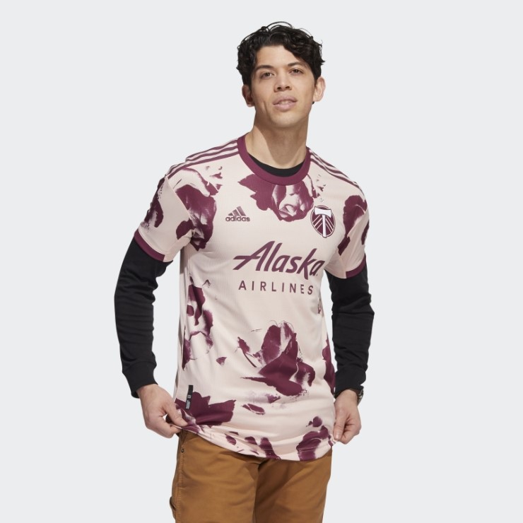 Camiseta Adidas Portland Timbers 22/23 Primera Equipación Rosa Vapor Auténtico