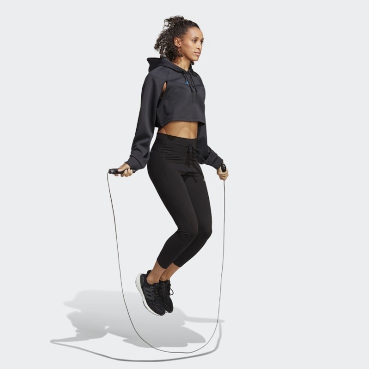 Sudadera Con Capucha Hiit Aeroready Crop Adidas Negra