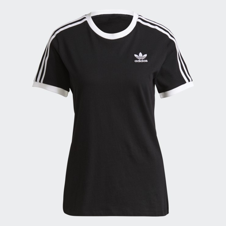 Camiseta Negra Adidas Adicolor Classics Con 3 Rayas