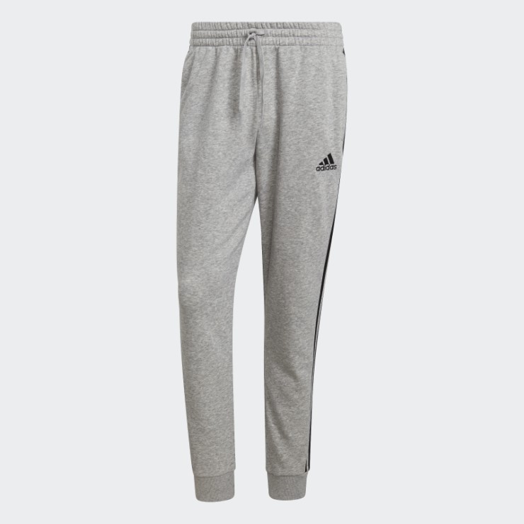 Joggers Adidas Essentials Tapered Cuff 3 Rayas Gris Medio