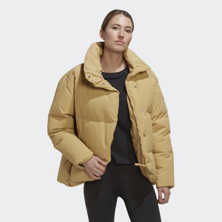 Chaqueta De Plumón Con Gran Deflector Beige Dorado Adidas