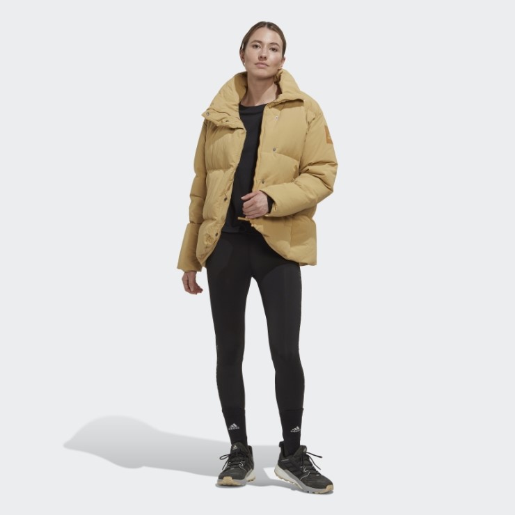 Chaqueta De Plumón Con Gran Deflector Beige Dorado Adidas