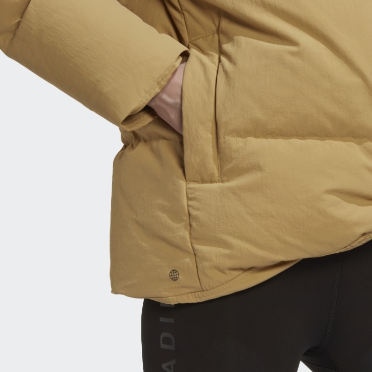 Chaqueta De Plumón Con Gran Deflector Beige Dorado Adidas