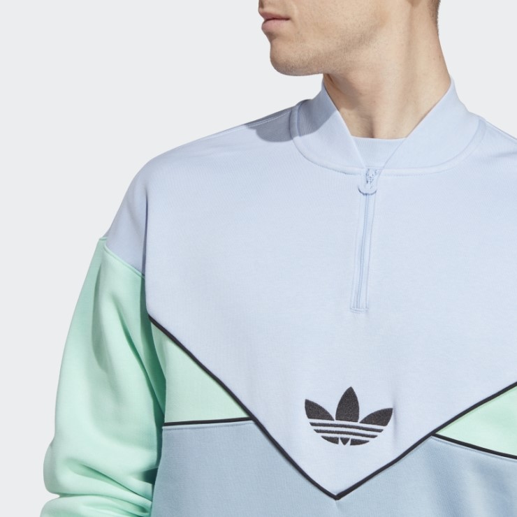 Adidas Sudadera Azul Con Media Cremallera De Archivo De Temporada Adicolor Del Amanecer