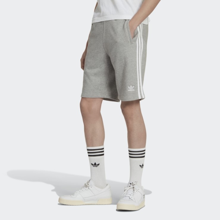 Adidas Shorts De Chándal Gris Medio Con 3 Rayas