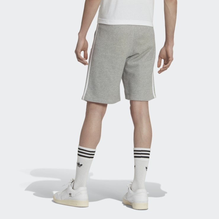 Adidas Shorts De Chándal Gris Medio Con 3 Rayas