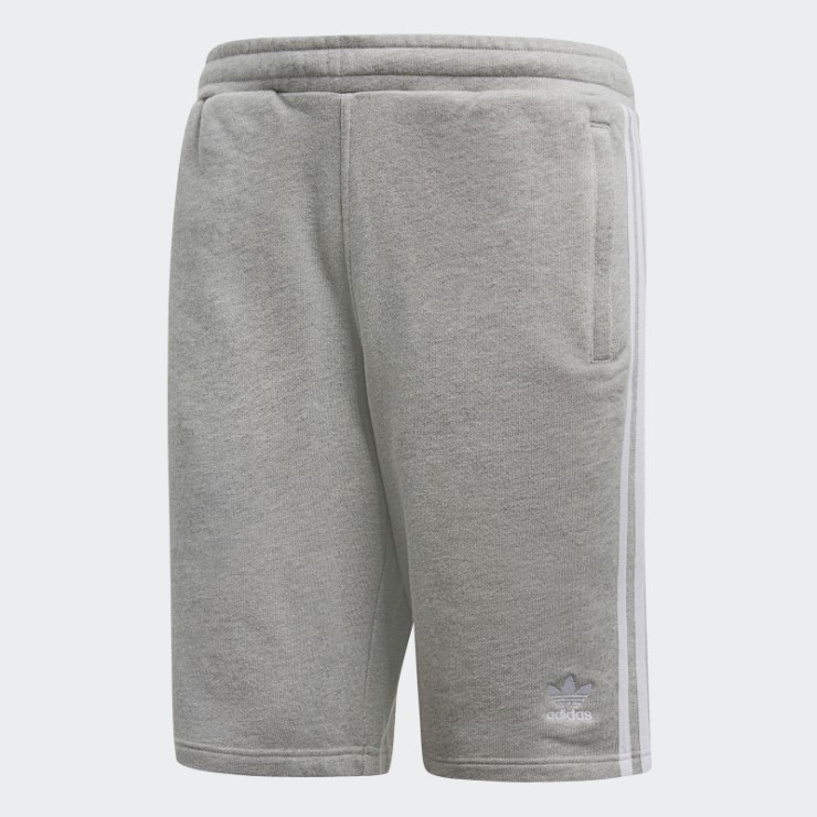 Adidas Shorts De Chándal Gris Medio Con 3 Rayas