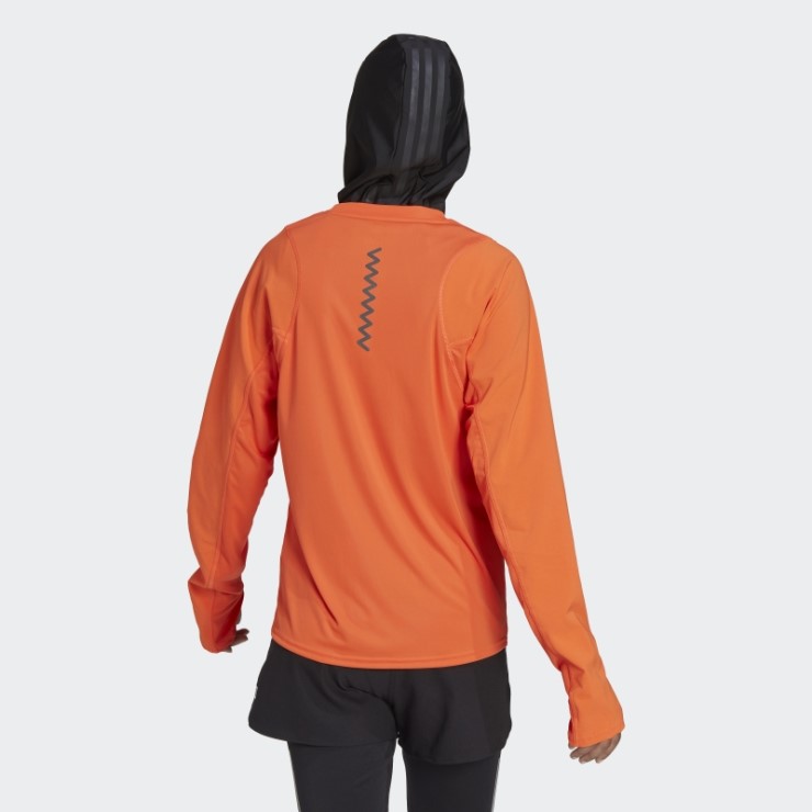Camiseta Adidas Fast Hybrid Running Manga Larga Naranja