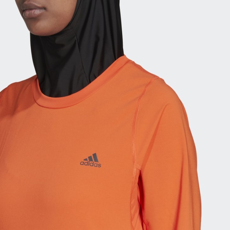 Camiseta Adidas Fast Hybrid Running Manga Larga Naranja