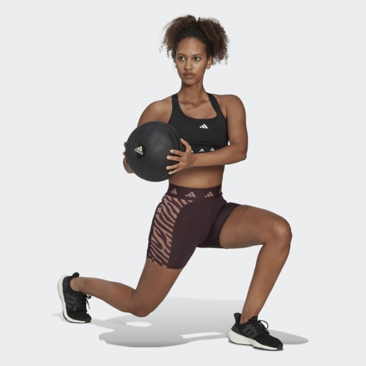 Leggings Cortos De Cintura Alta Con Cebra Techfit Hyperglam Granate Adidas