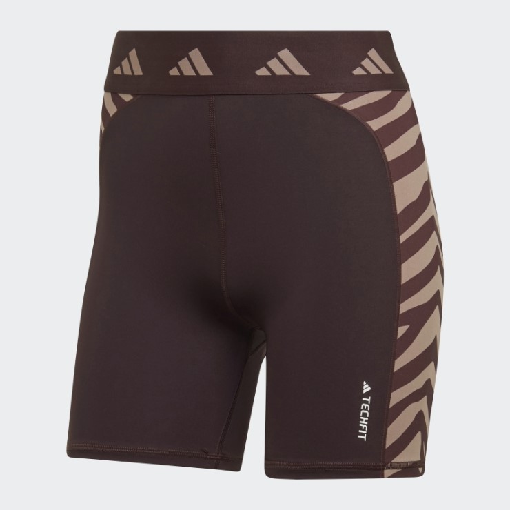 Leggings Cortos De Cintura Alta Con Cebra Techfit Hyperglam Granate Adidas